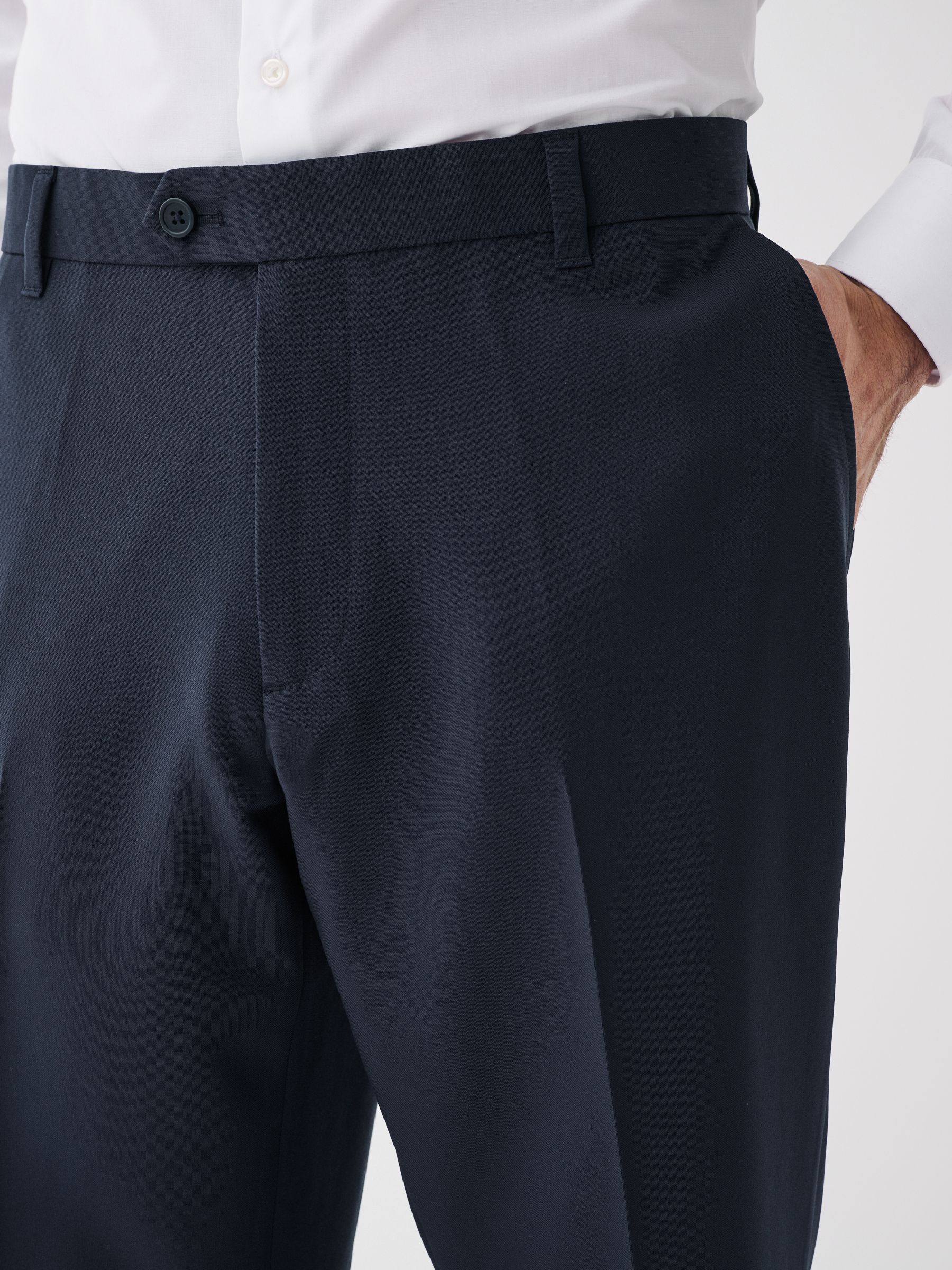 Donkerblauw - Normale Pasvorm - Machinewasbare modieuze broek zonder bandplooien