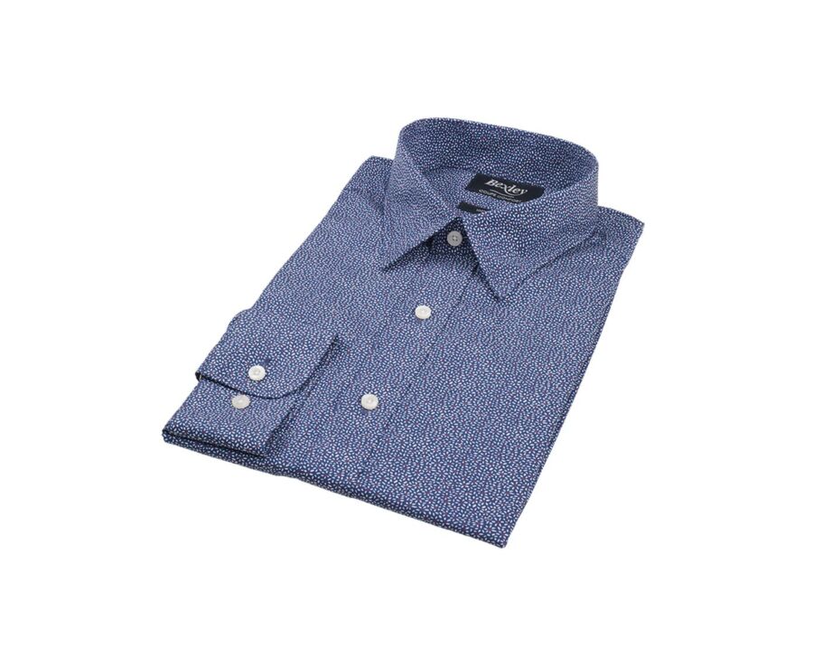 Chemise navy imprimée motifs blancs et rouges - PHIDÉLIEN