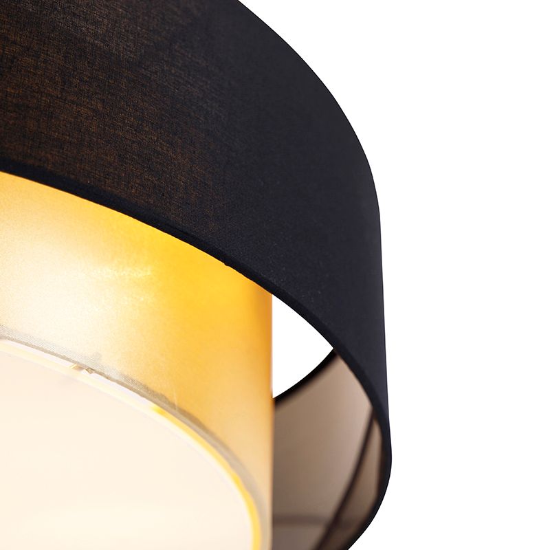 Moderne plafondlamp zwart met goud 50 cm 3-lichts - Drum Duo