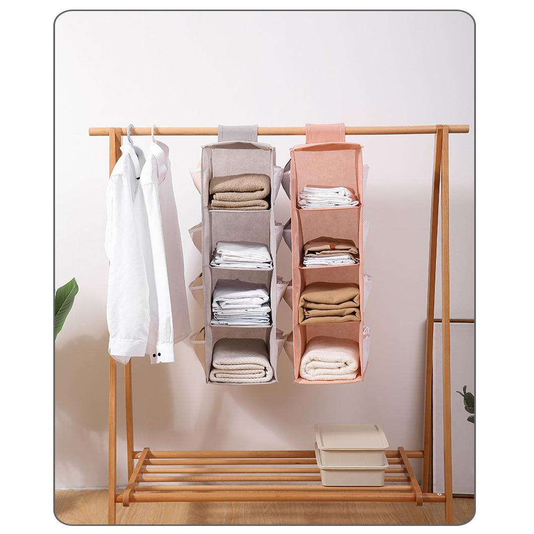 (75x30cm) Kleiderschrank Aufbewahrungs Hänge Fächer Organizer Tasche - Grau