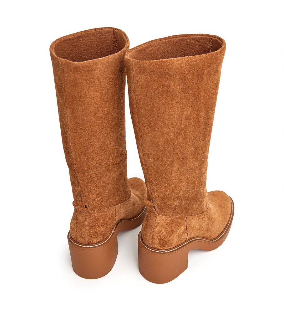 Botas de couro marrom Nicole da Pepe Jeans