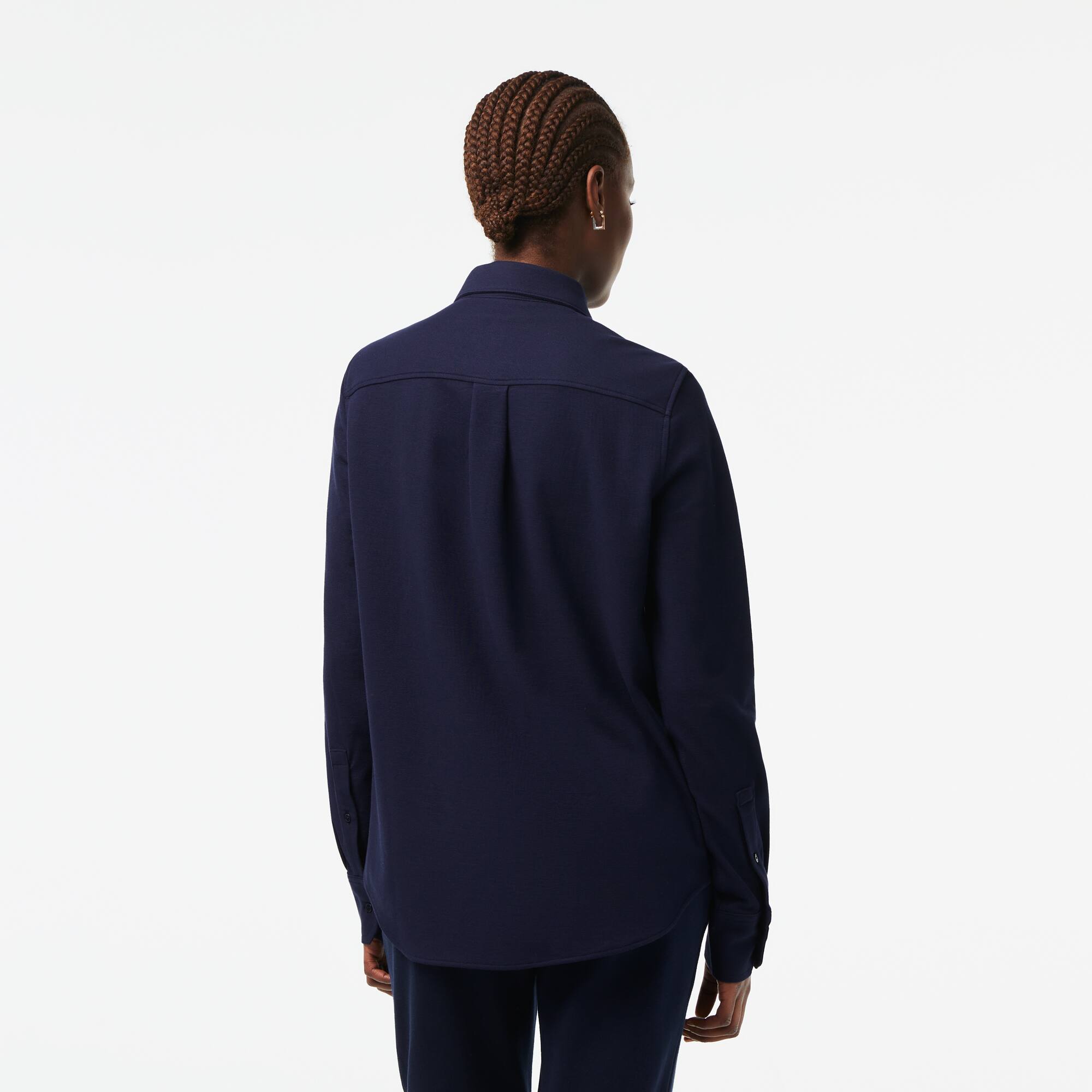Damen LACOSTE Bluse mit French-Kragen aus Baumwoll-Piqué Hemden & Tops - Blau - Lacoste - Damen