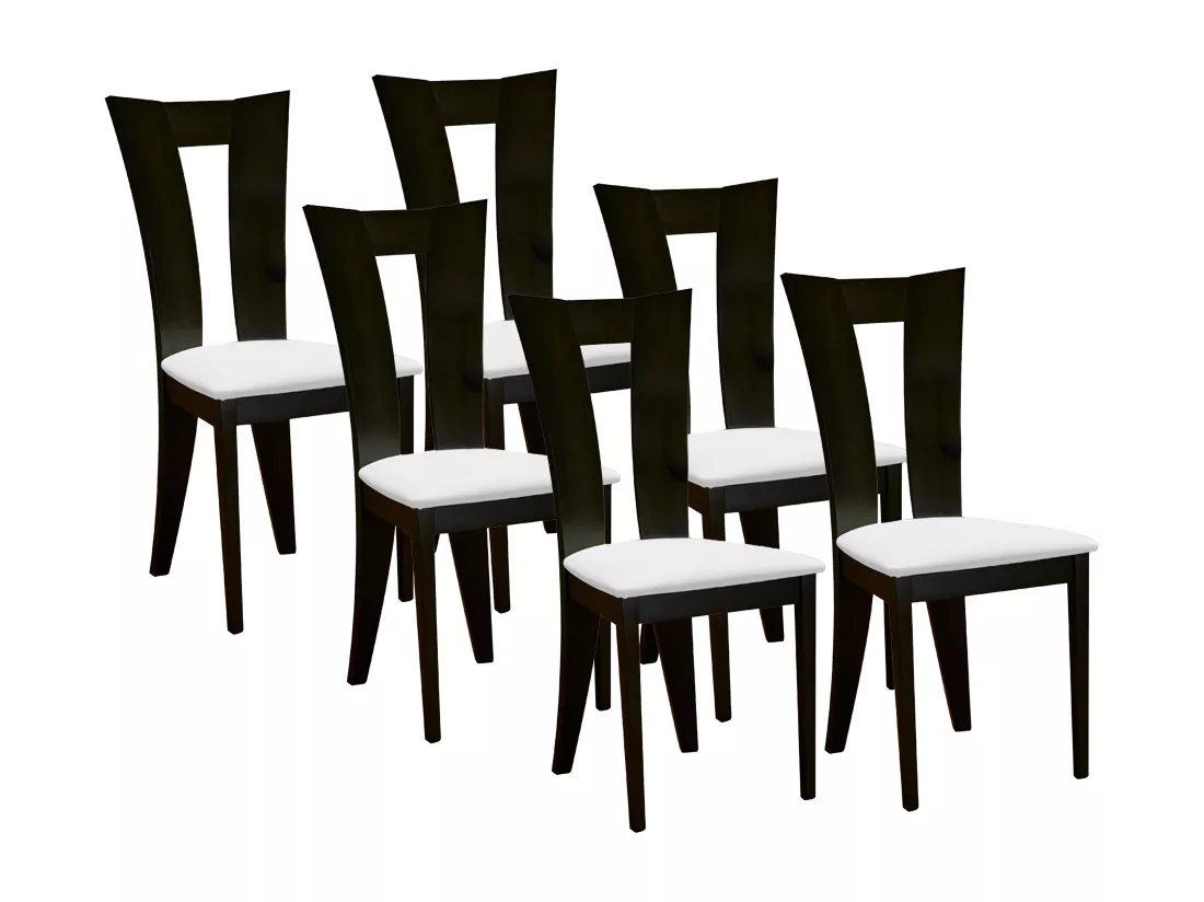 Lot de 6 chaises TIFFANY - Hêtre massif - Coloris : Wengé et blanc