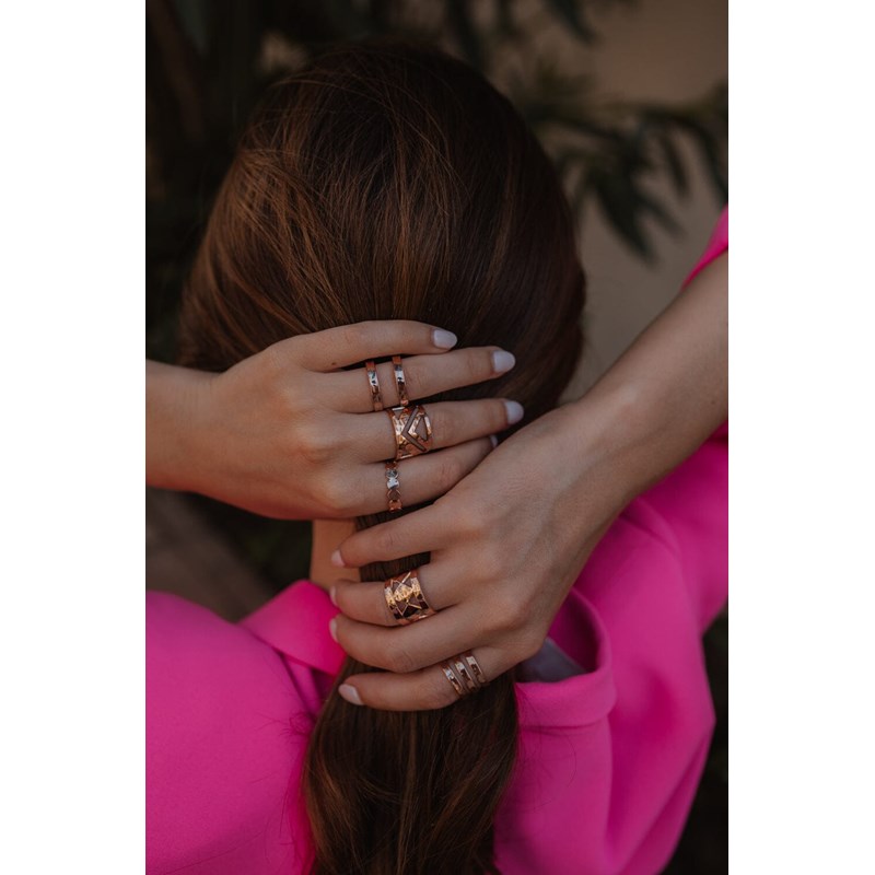 bague martelée plaqué or rose - ZAK
