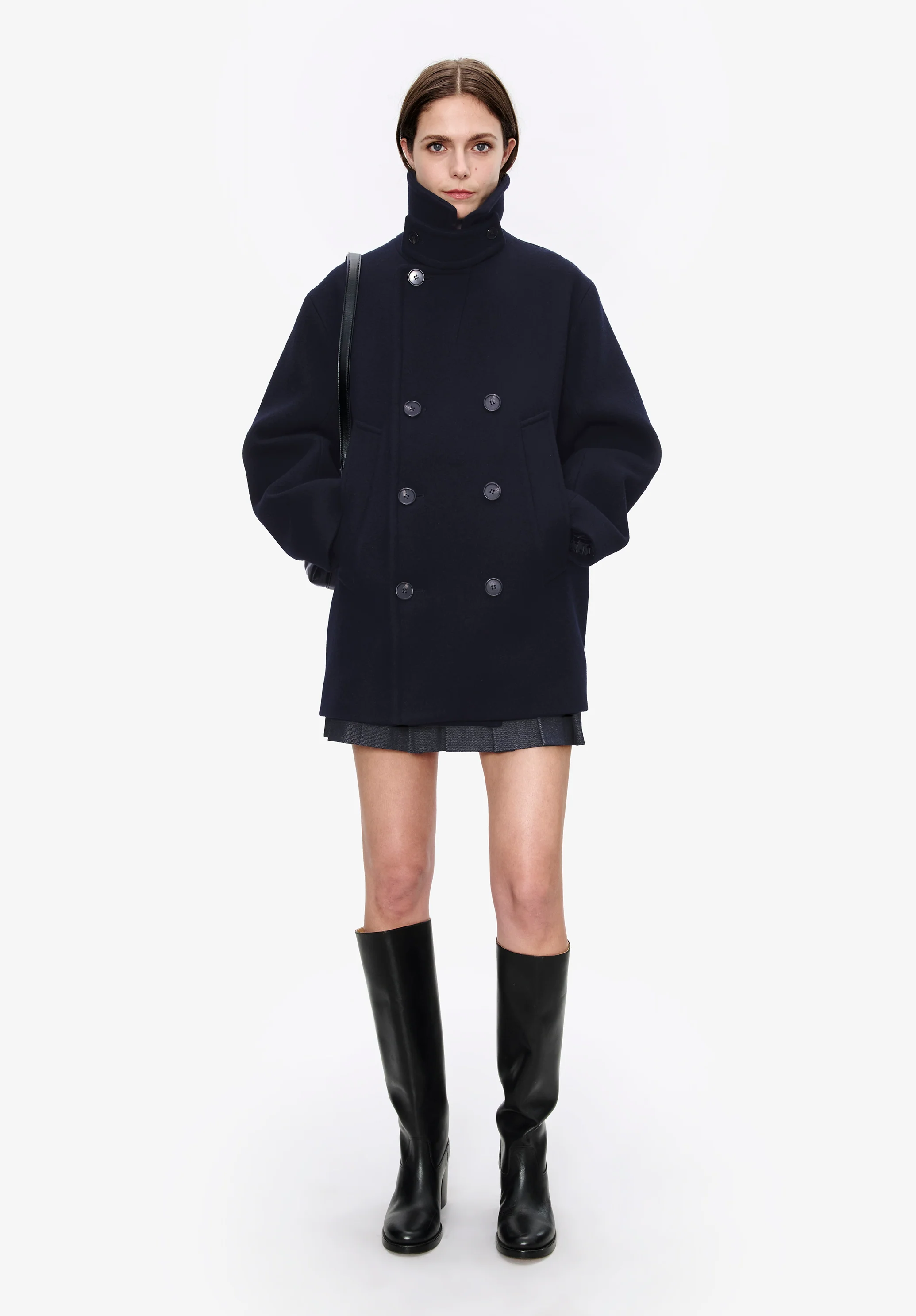 Caban en laine recyclée. - Dark navy