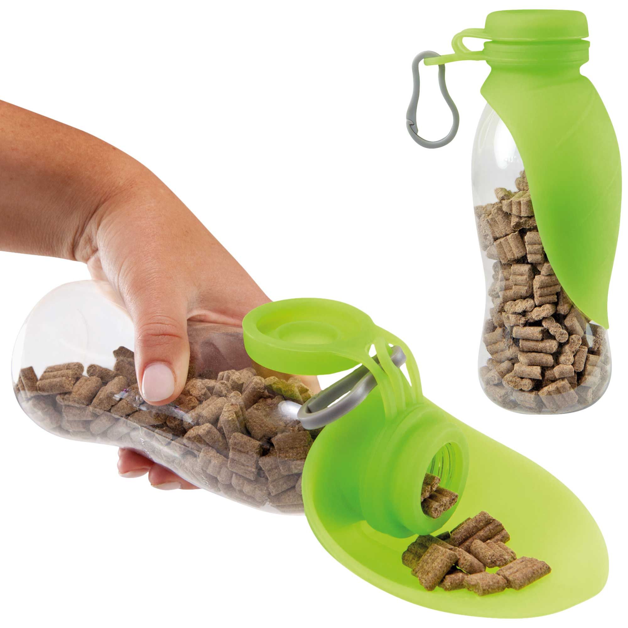 Hunde Futterflasche mit Silikon Napfblatt - Reisenapf