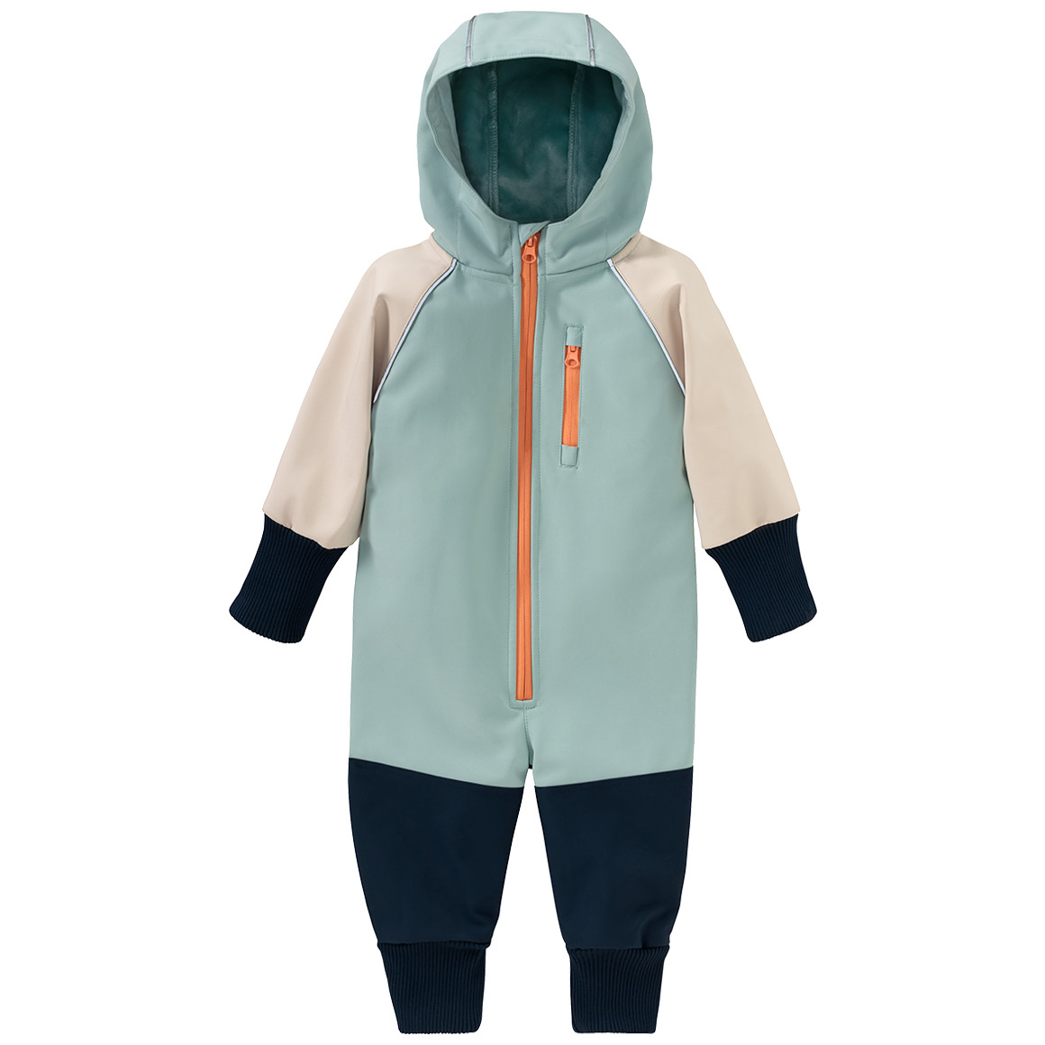 Topomini Baby Softshelloverall im Colourblocking-Look salbei / creme / dunkelblau