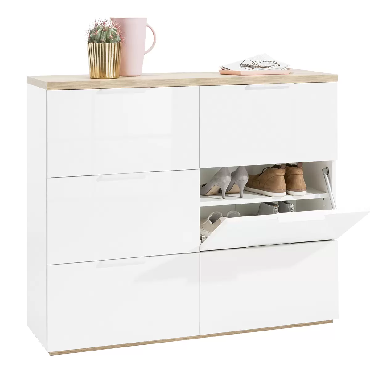 Schuhschrank Mundi weiss,hellbraun