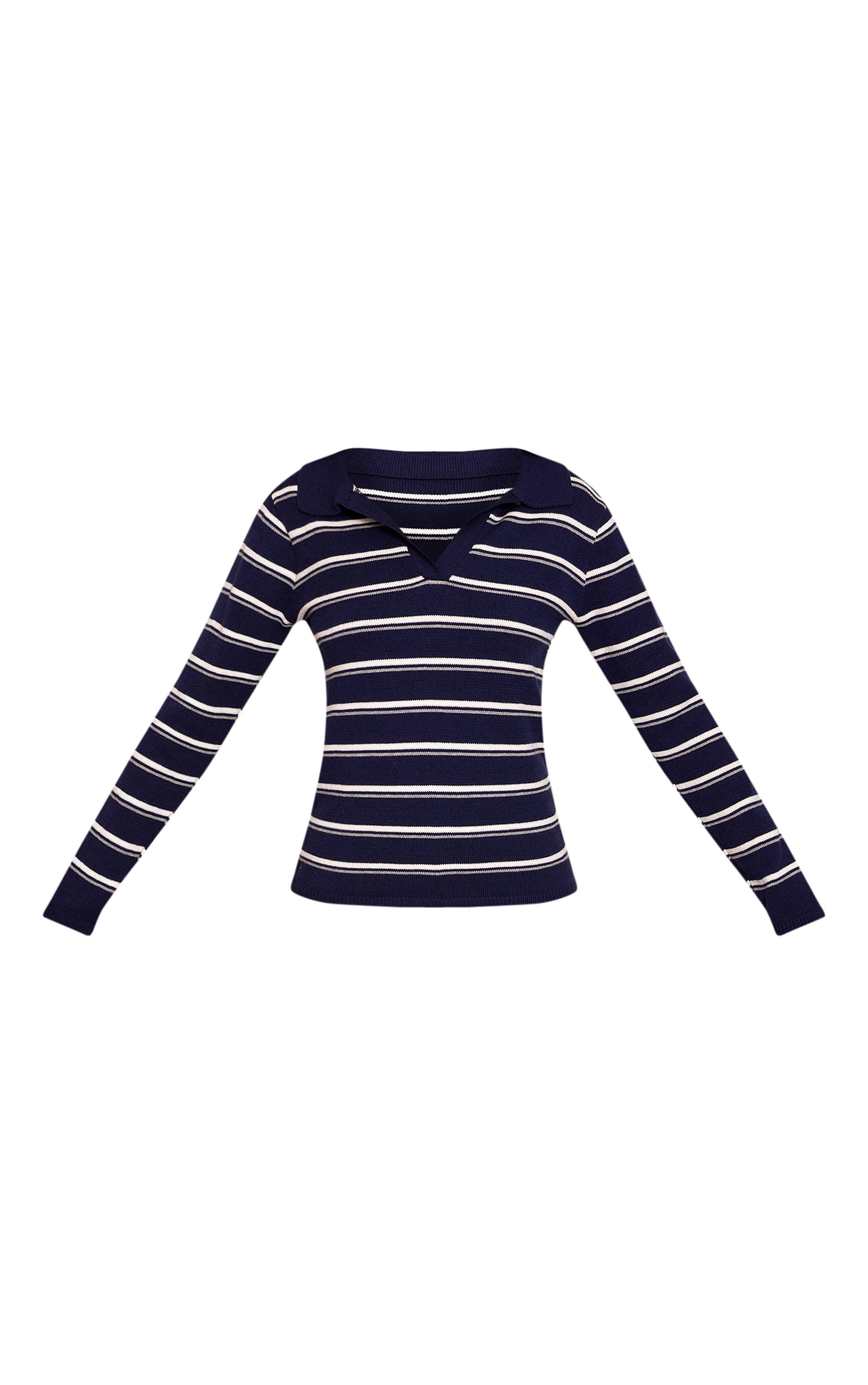 Bleu Marine Synthétiquell De Rugby En Maille Compacte Rayée Pour Grande Taille