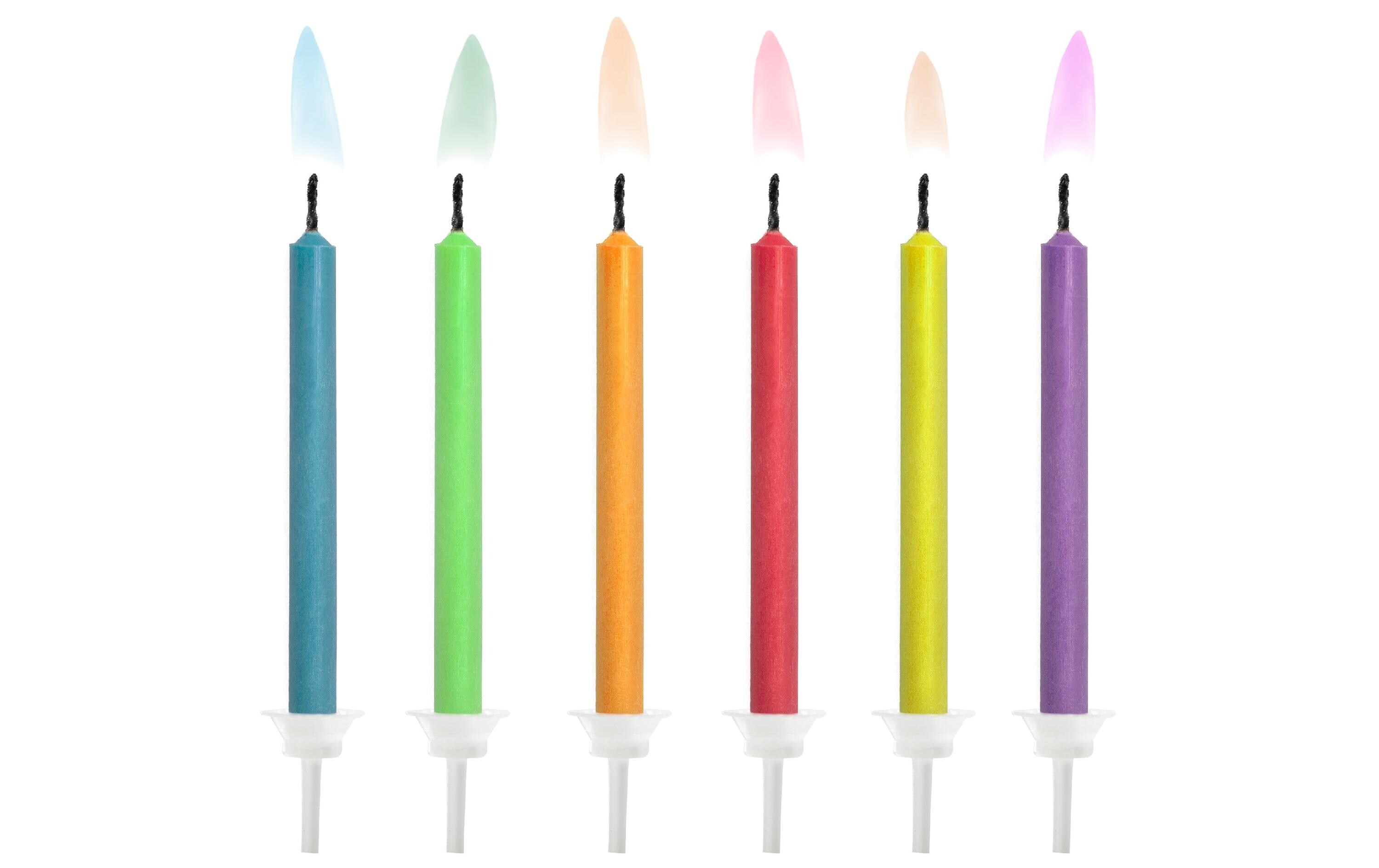 Kerze bunte Flammen, 6 StückGeburtstagskerzen