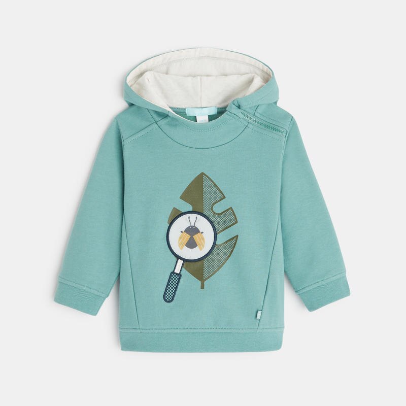 Sweat à capuche patch animé nature vert bébé garçon Vert