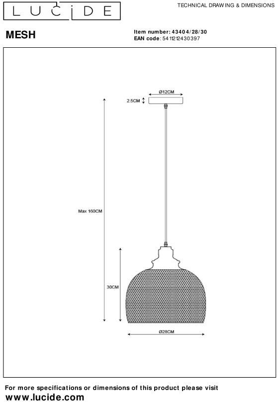 Lucide   Mesh Hanglamp