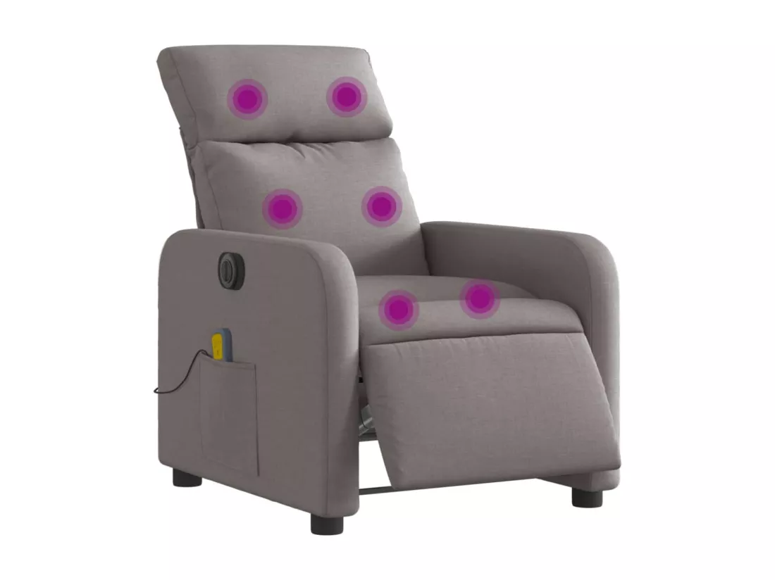 Fauteuil massant inclinable électrique Taupe Tissu