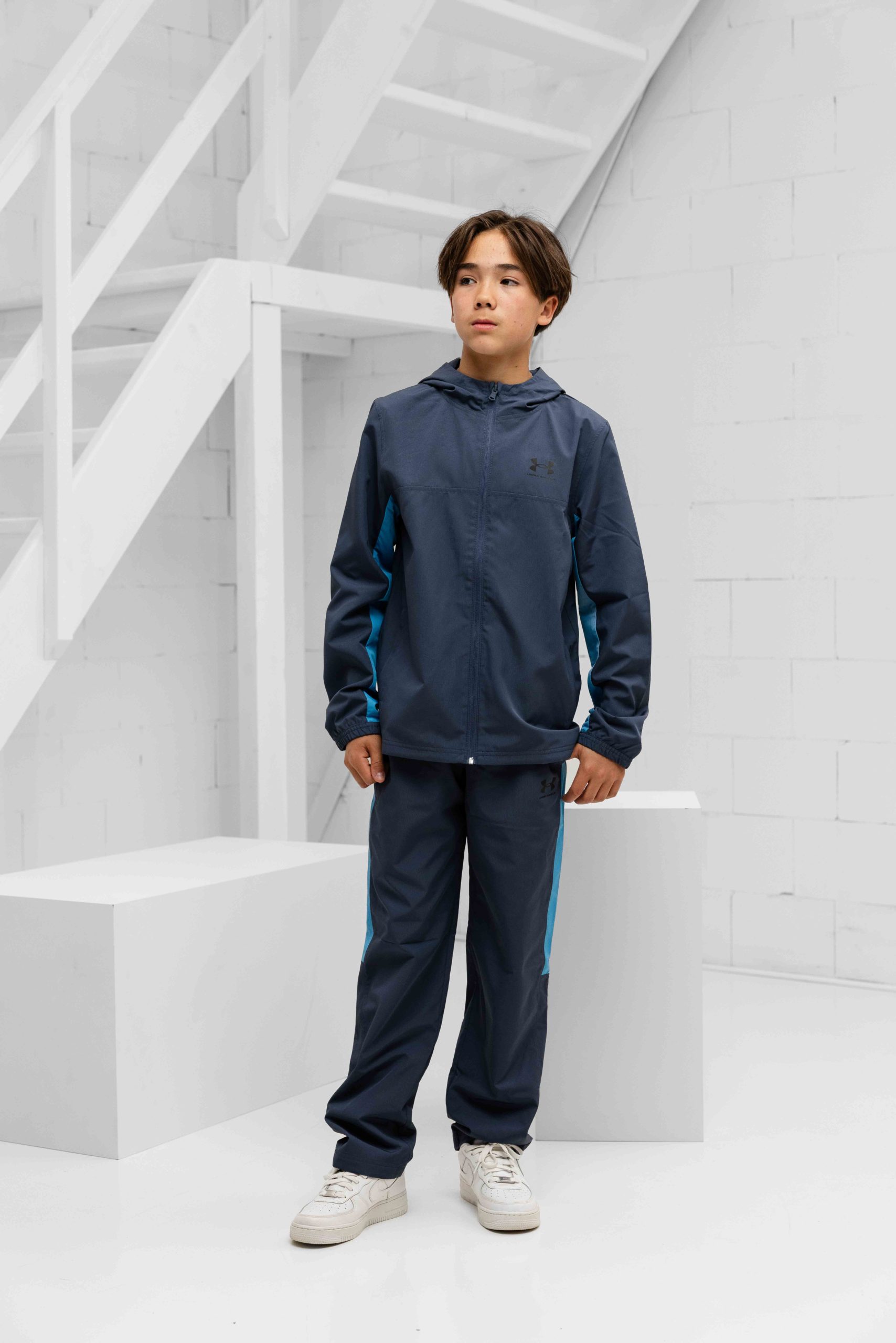 Under Armour Rival Woven Trainingspak Kids Donkergrijs
