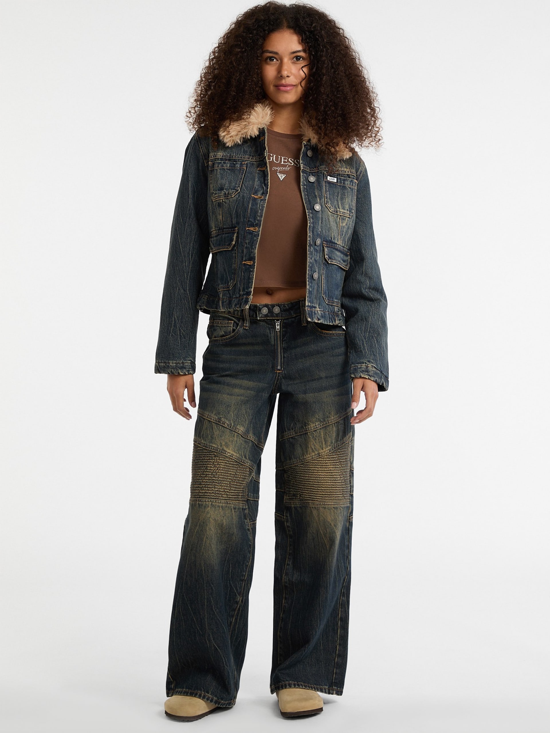 Calça jeans GUESS Originals Moto de perna larga