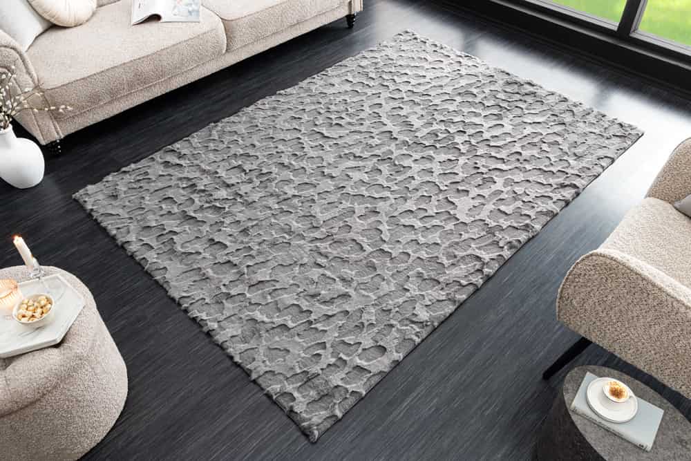 Moderner Teppich DUNE 230x160cm anthrazit Hochflor Indoor-Teppich Hoch-Tief-Effekt Faux-Fur