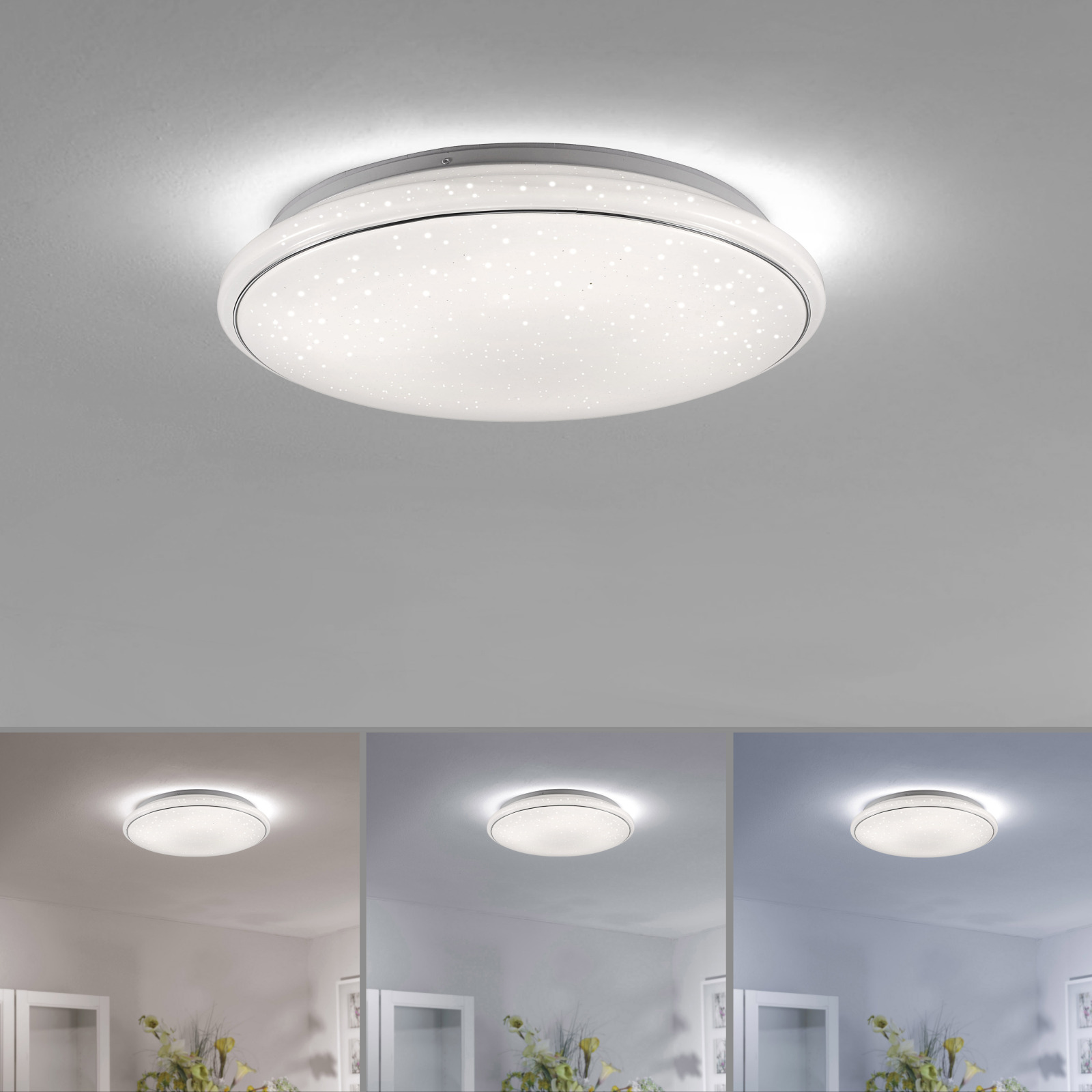LED-Deckenleuchte - weiß - dimmbar - Sternenhimmeloptik