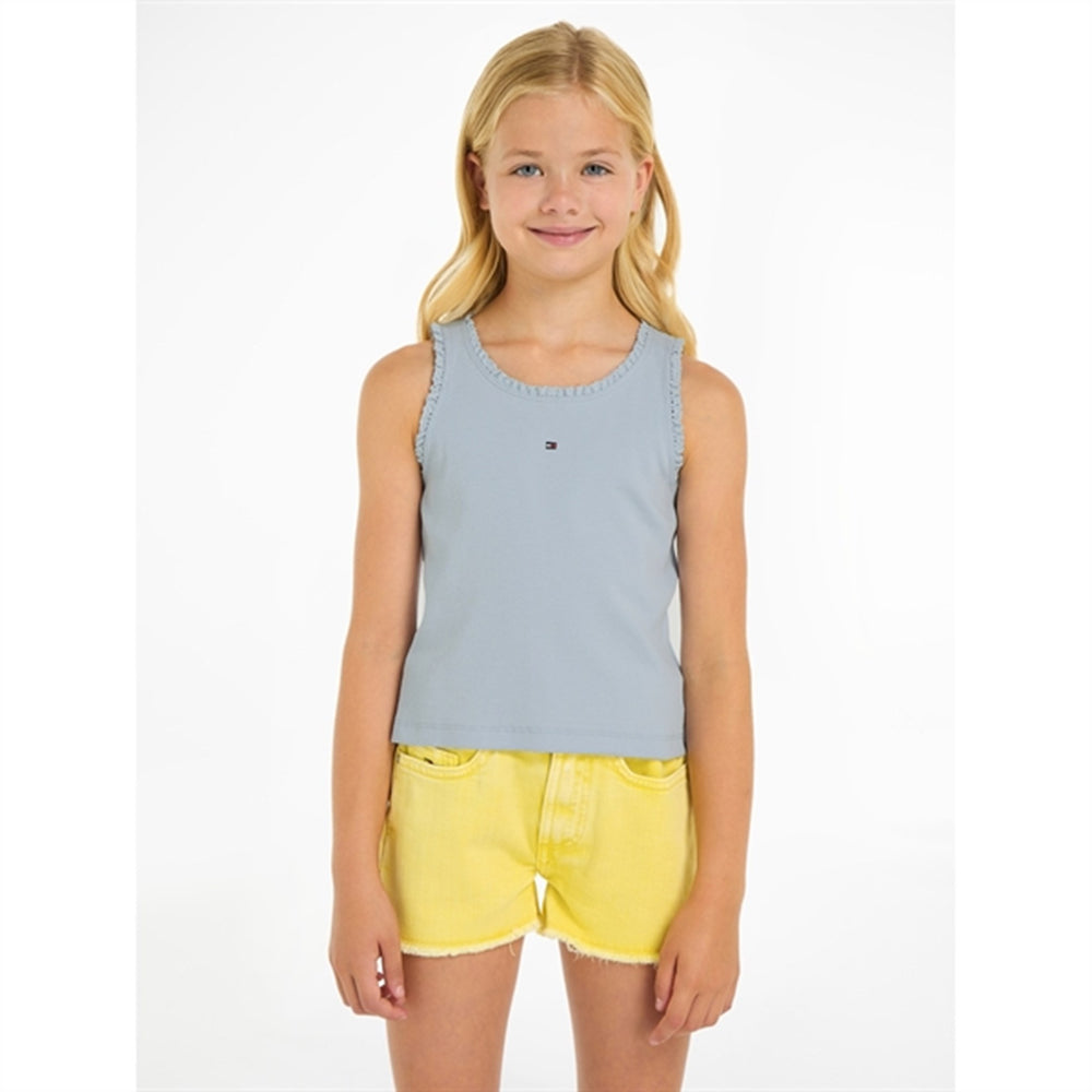 Køb Tommy Hilfiger Essential Rib Lace Tank Top Breezy Blue