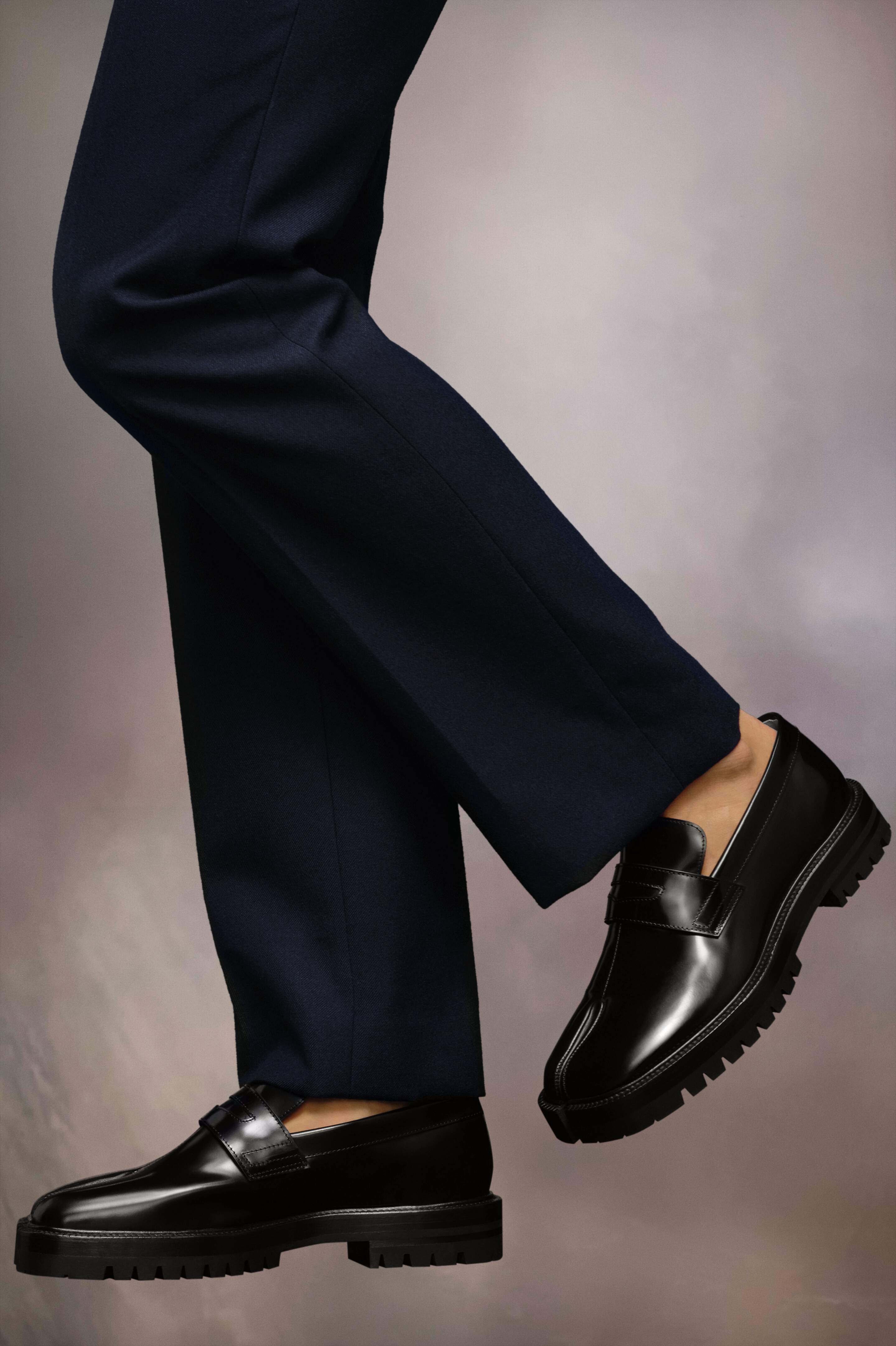 Mocassins Tabi noirs en cuir pour homme Noir