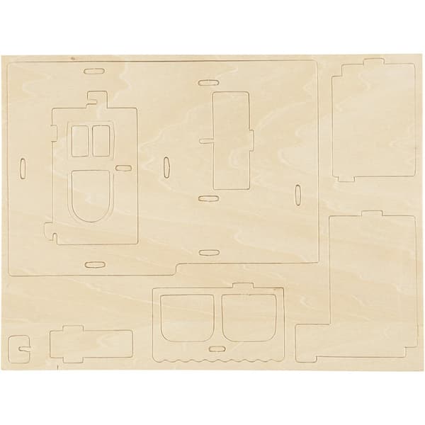 3D Konstruksjonsfigur, Hus med hveranda, str. 22,5x16x17,5, 1 stk.