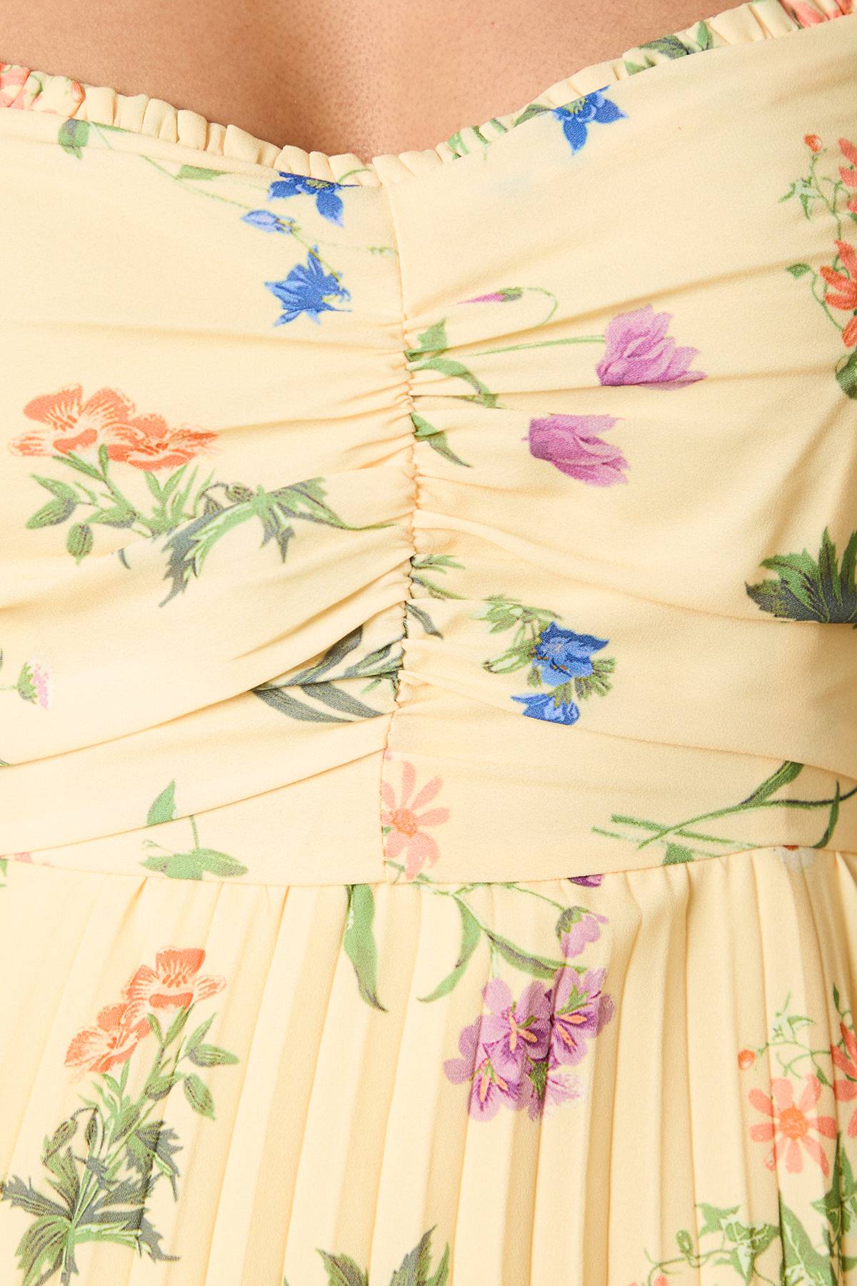 Oasis Robe Midi Plissée à Fleurs avec Bretelles Nouées Petite Taille