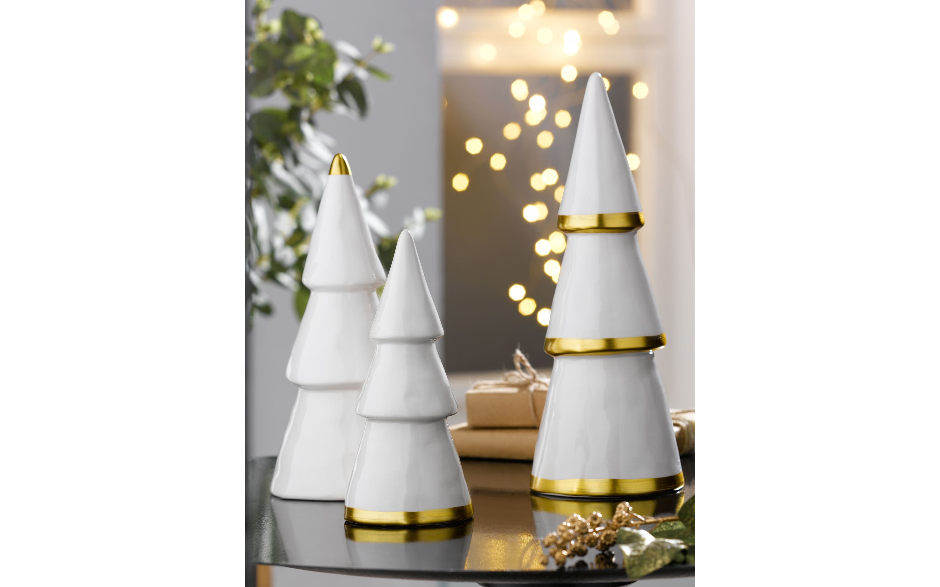 Deko-Weihnachtsbaum, weiß/gold, 20 cm