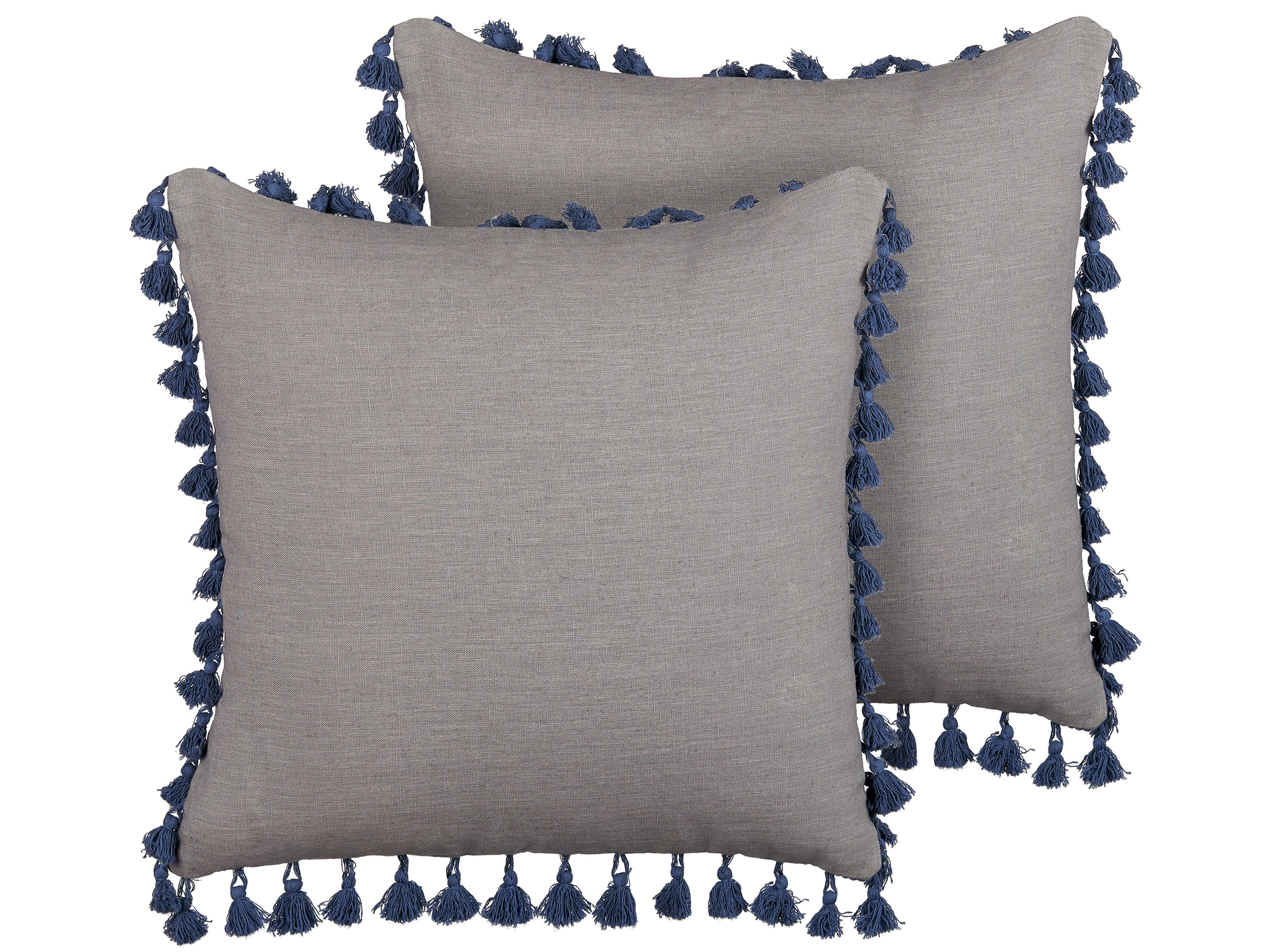 Set van 2 sierkussens CARPINUS Linnen 45 x 45 cm Grijs effen