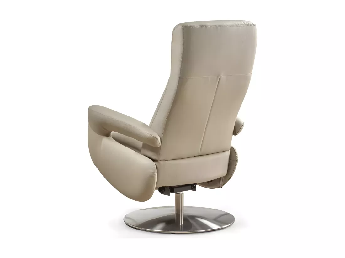 Fauteuil de relaxation électrique 2 moteurs en cuir avec têtière réglable Balbo-Couleur Beige