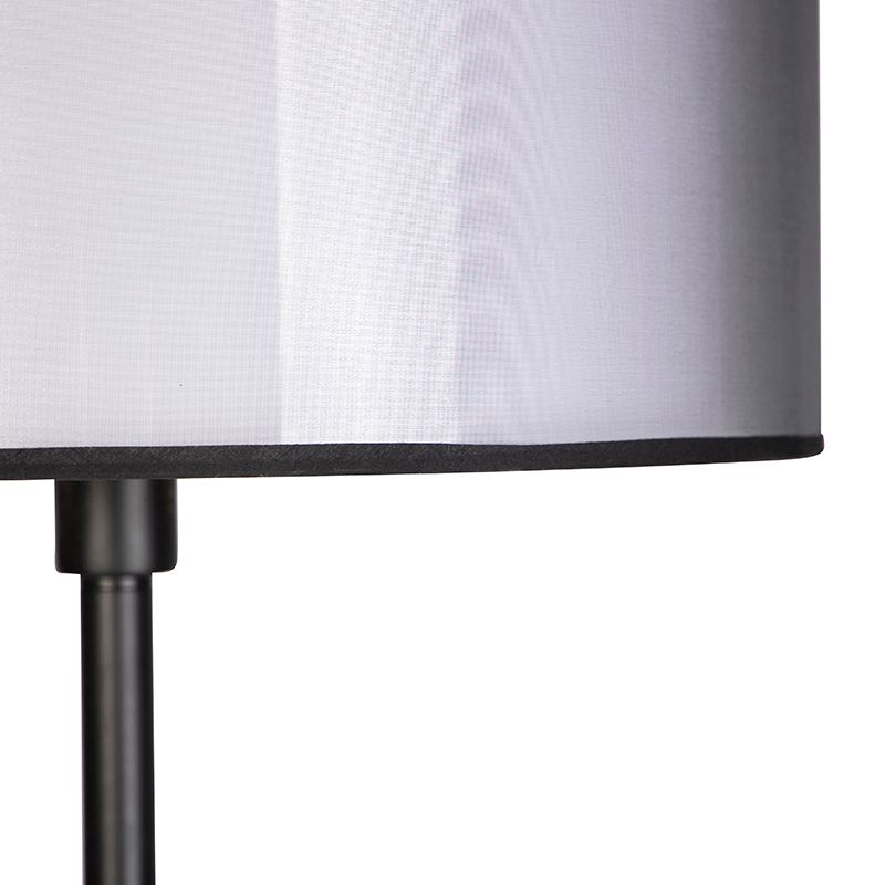 Design vloerlamp zwart met zwart-wit kap 47 cm - Simplo