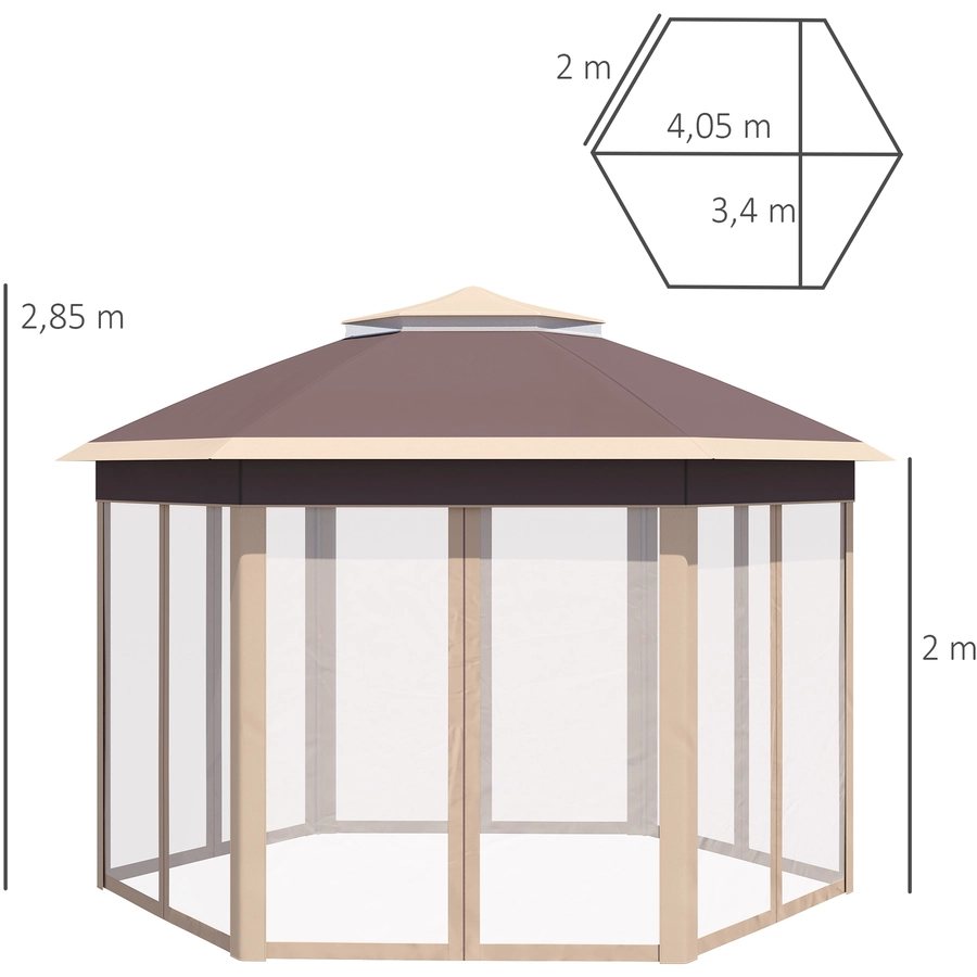 Outsunny Faltpavillon mit Tragetasche hellbraun