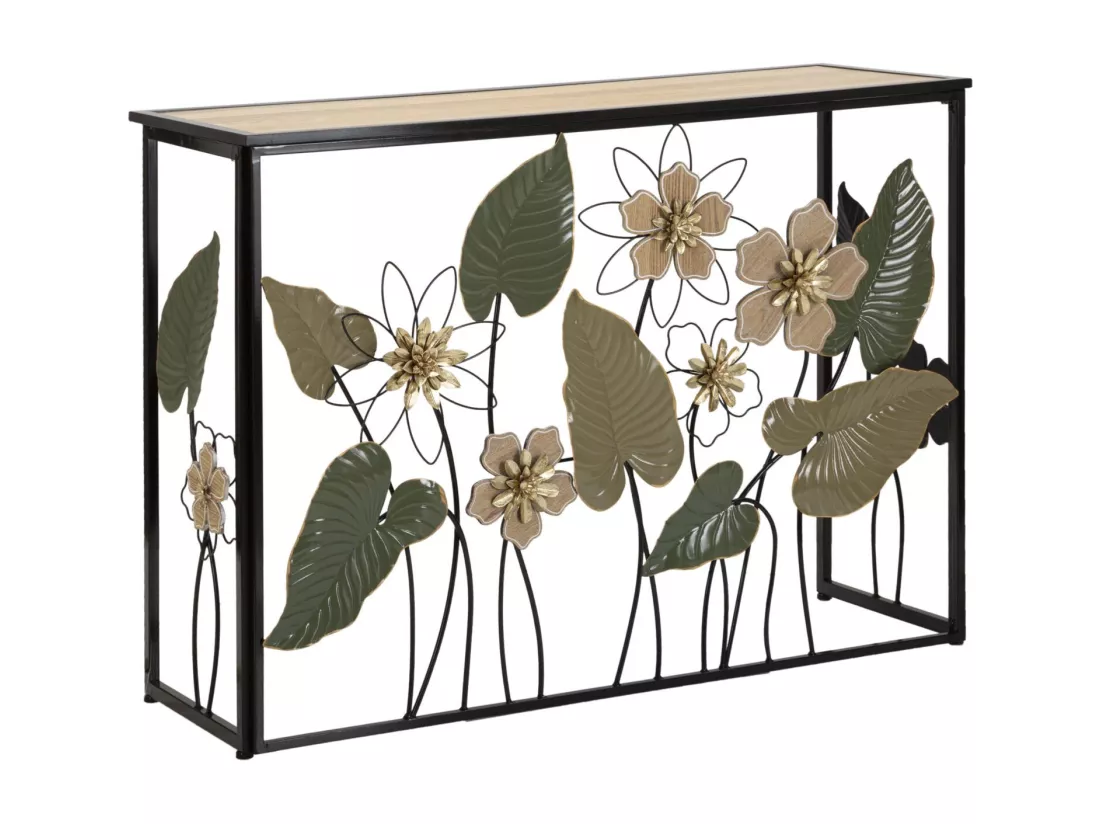 Console en métal et bois multicolore 108x36,8x80 cm