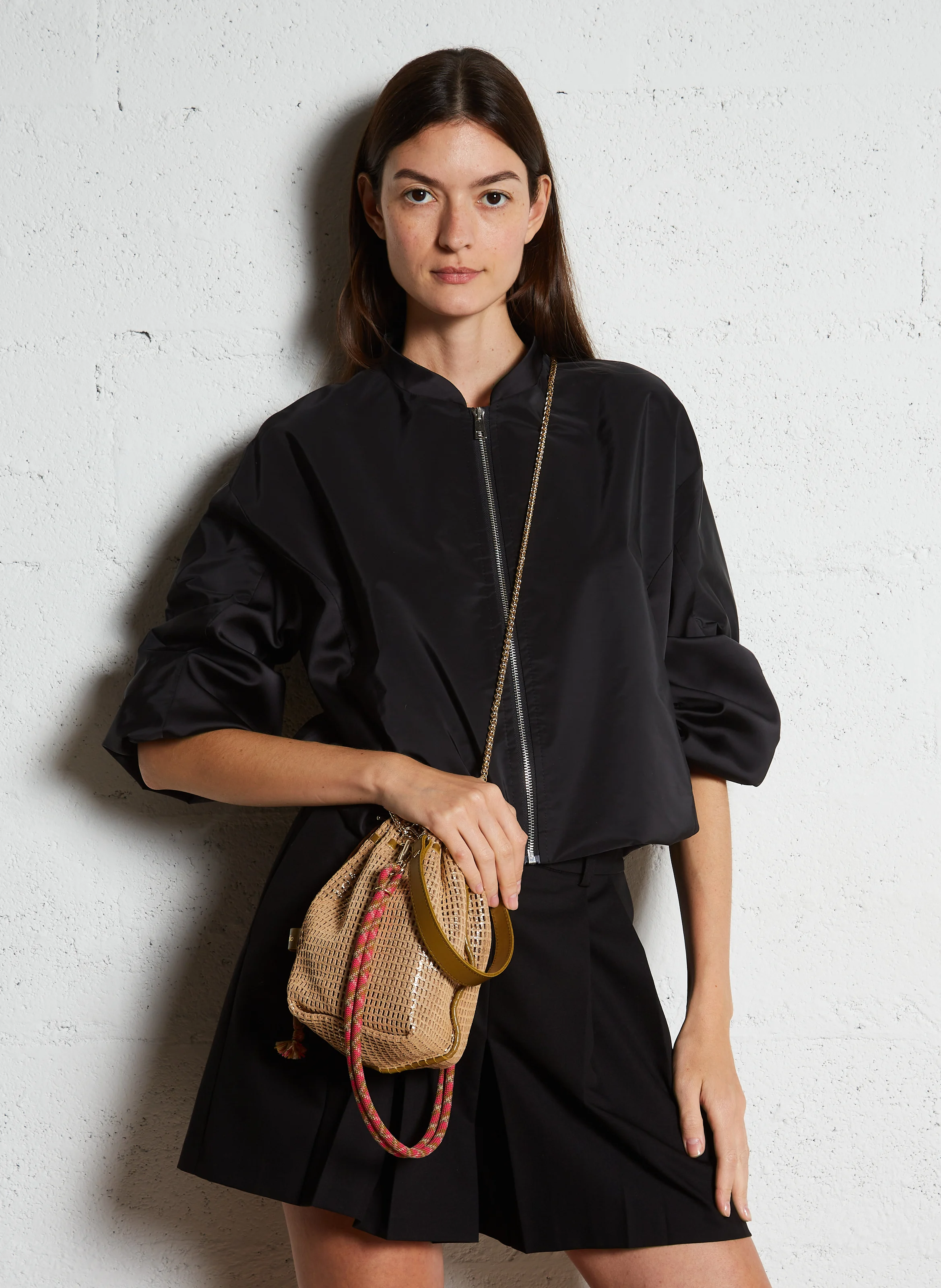 BIBI - Sac bourse porté main en cuir ajouré | Doré