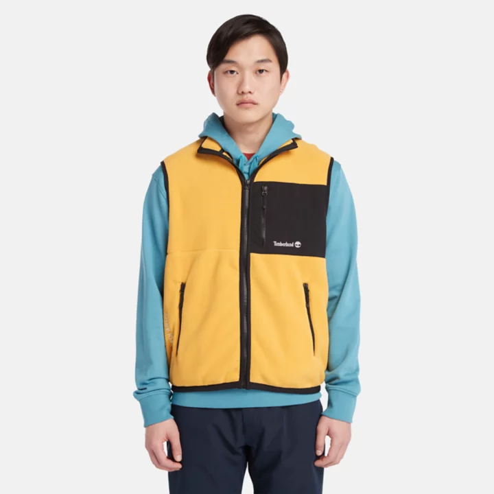 Colete de lã polar Outdoor Archive Polartec Série 200 para homens na cor amarela