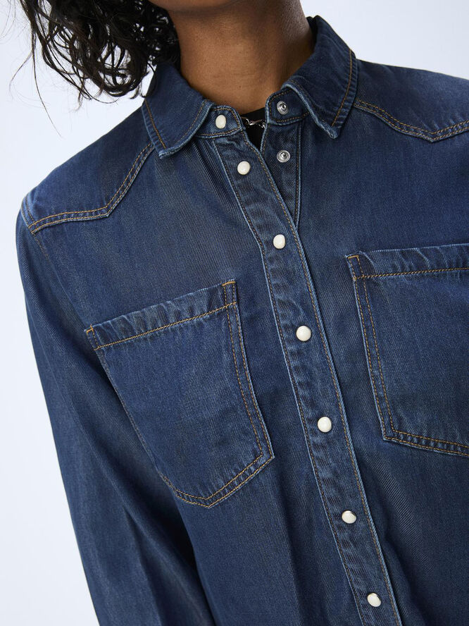 Object OBJFRAME LO L/S DENIM SHIRT CC1 AW Dark blue denim