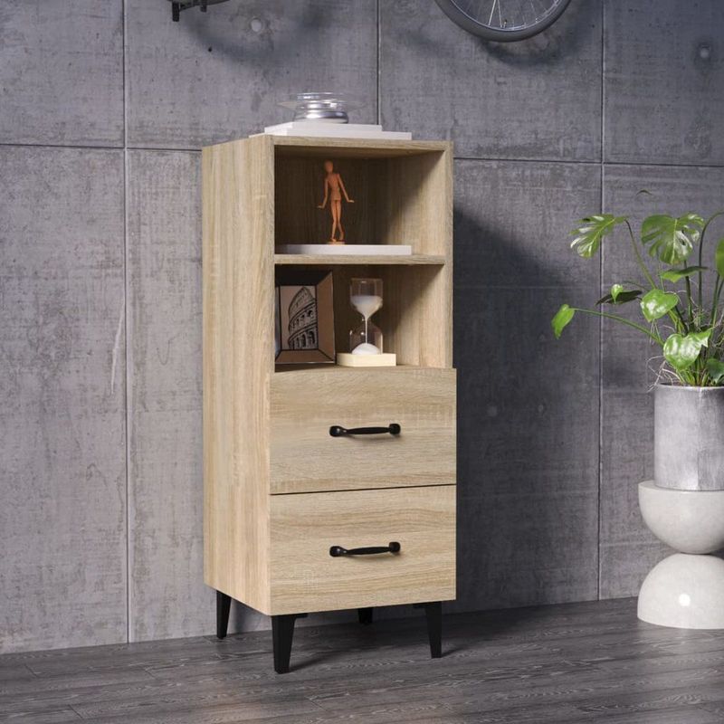 vidaXL - Dressoir - Sonoma Eiken - Bewerkt Hout - 2 Lades en 2 Vakken