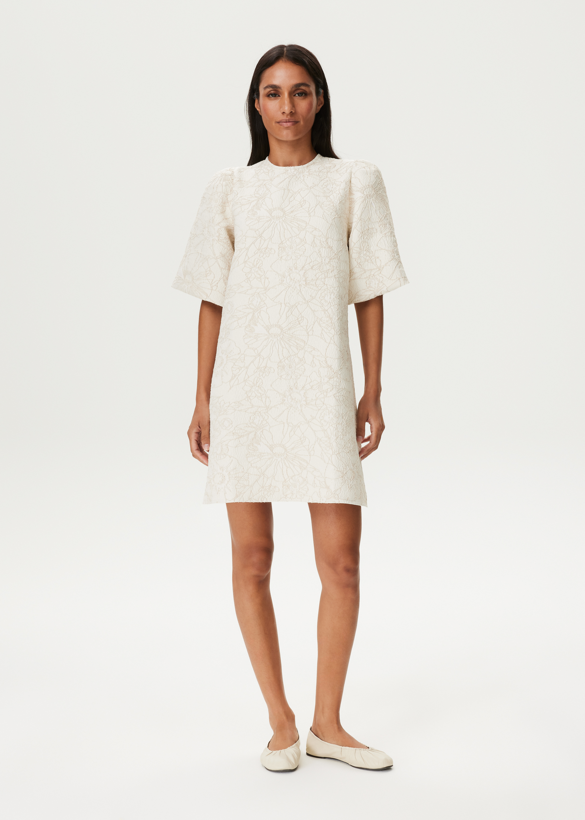 Jacquard bloemen jurk