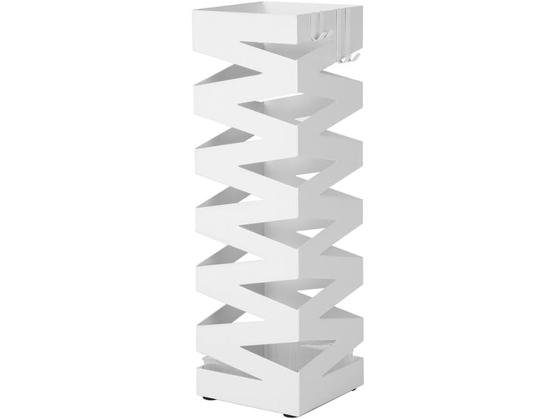 Songmics Schirmständer mit Zick-Zack Muster 49 cm, Weiss Schirmhalter aus Blech