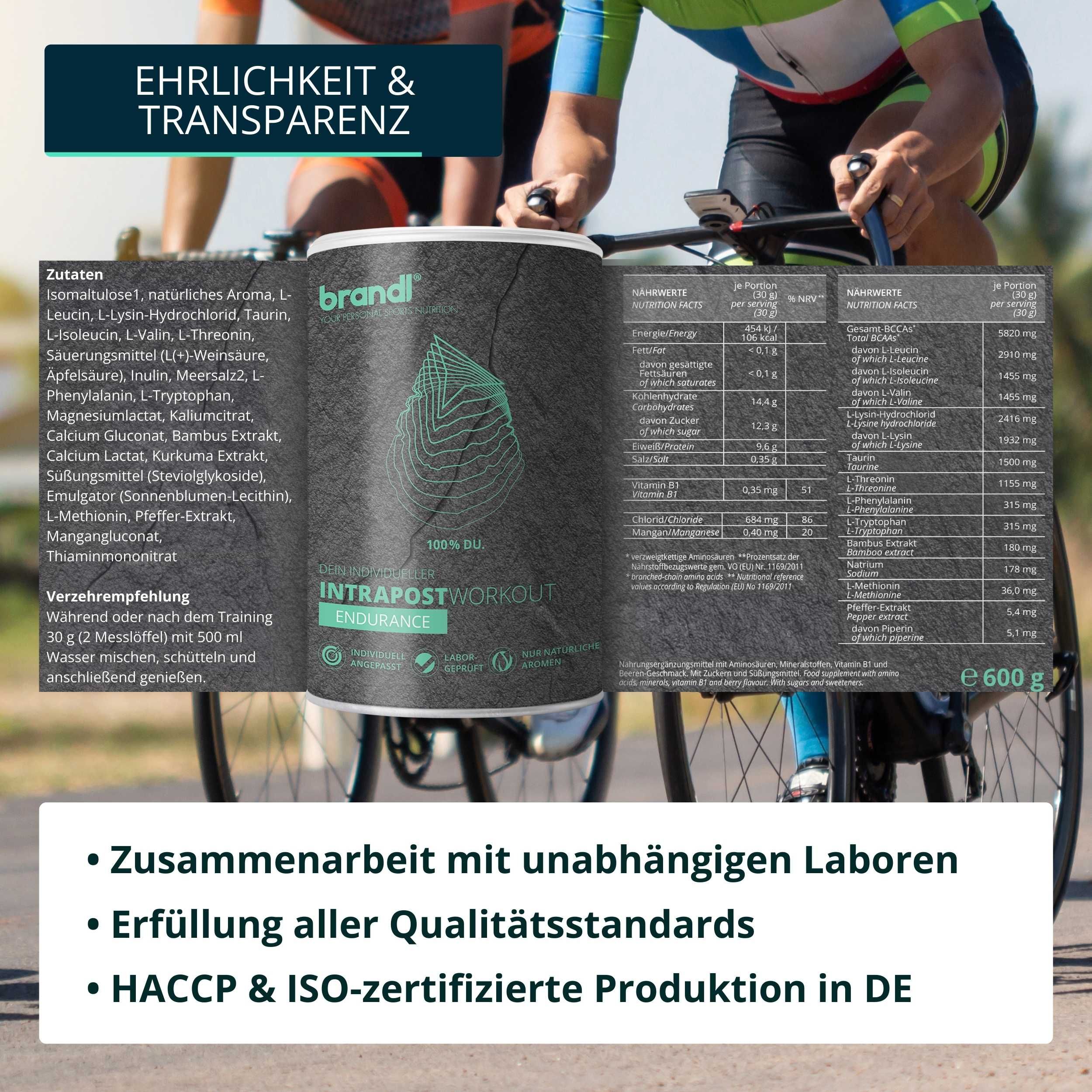 brandl® Ausdauer-Drink Elektrolyte (Mineralien) | Isotonisches Getränk | EAAs-Pulver & Superfoods
