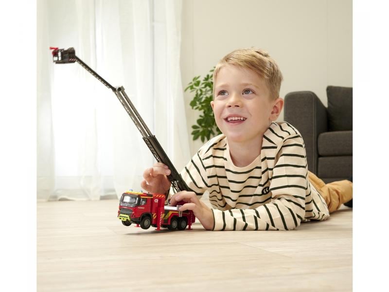 Majorette Rettungsfahrzeug Volvo Truck Feuerwehrwagen Spielzeug-Feuerwehrauto mit Licht und Sound