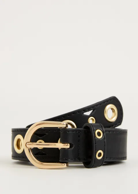 Riem met eyelet details zwart (ZWART)