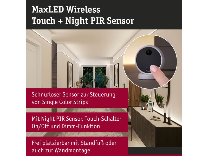 Paulmann MaxLED Wireless PIR & Touch Kabelloser Berührungssensorsatz
