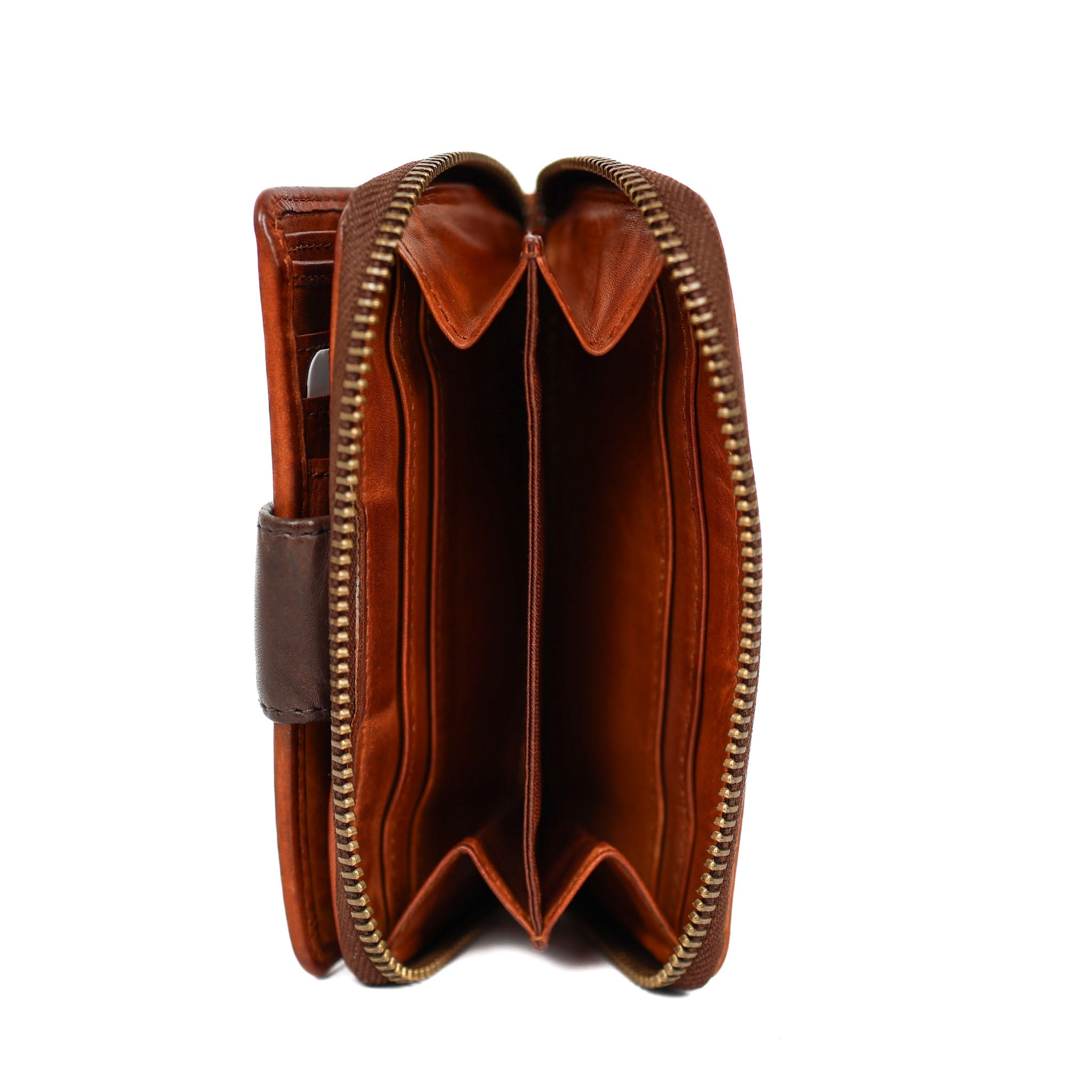 Ritsportemonnee 'Loet' cognac/bruin