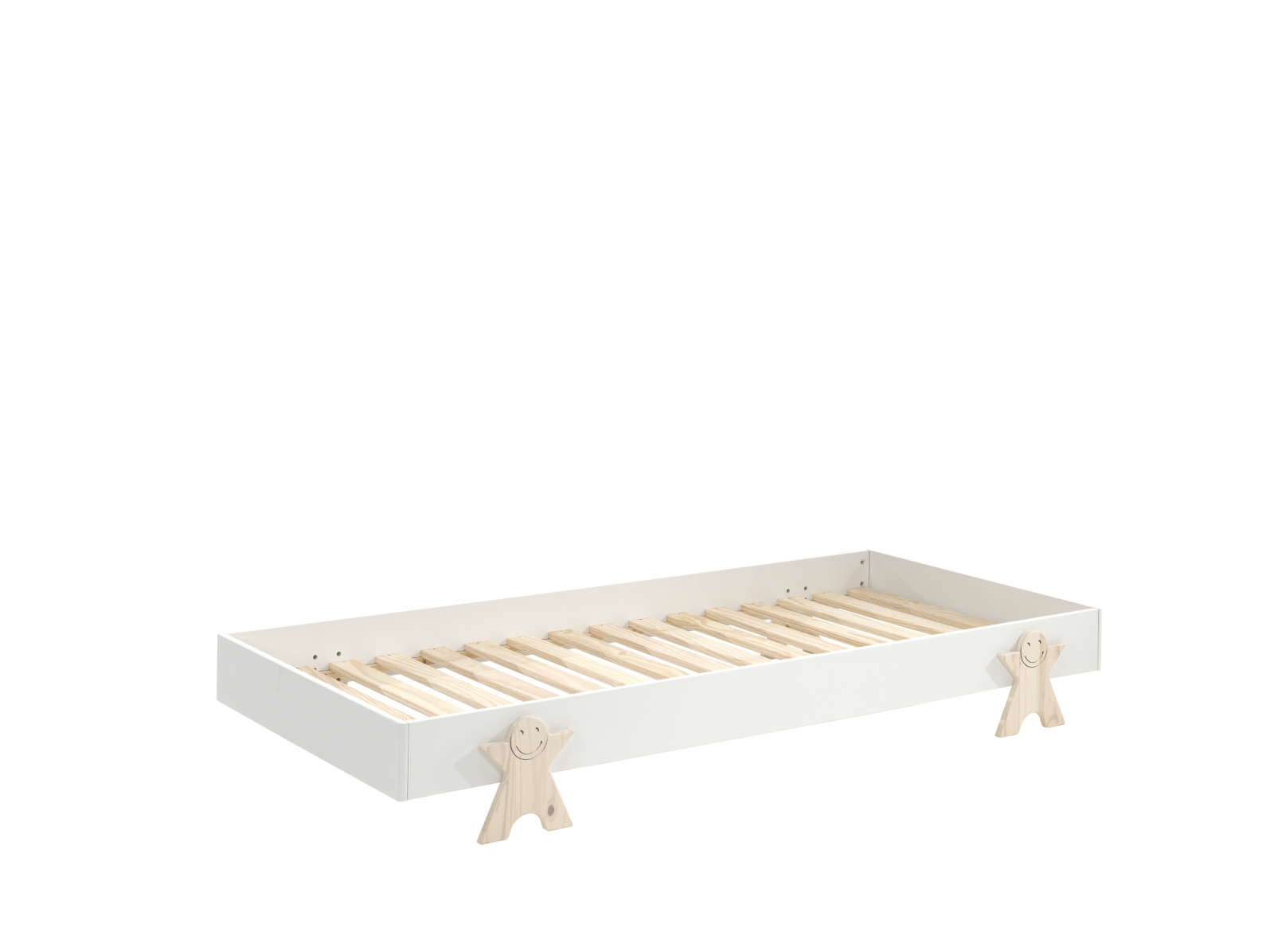 Einzelbett MODULO - weiß - stapelbar - Smiley - 90x200 cm