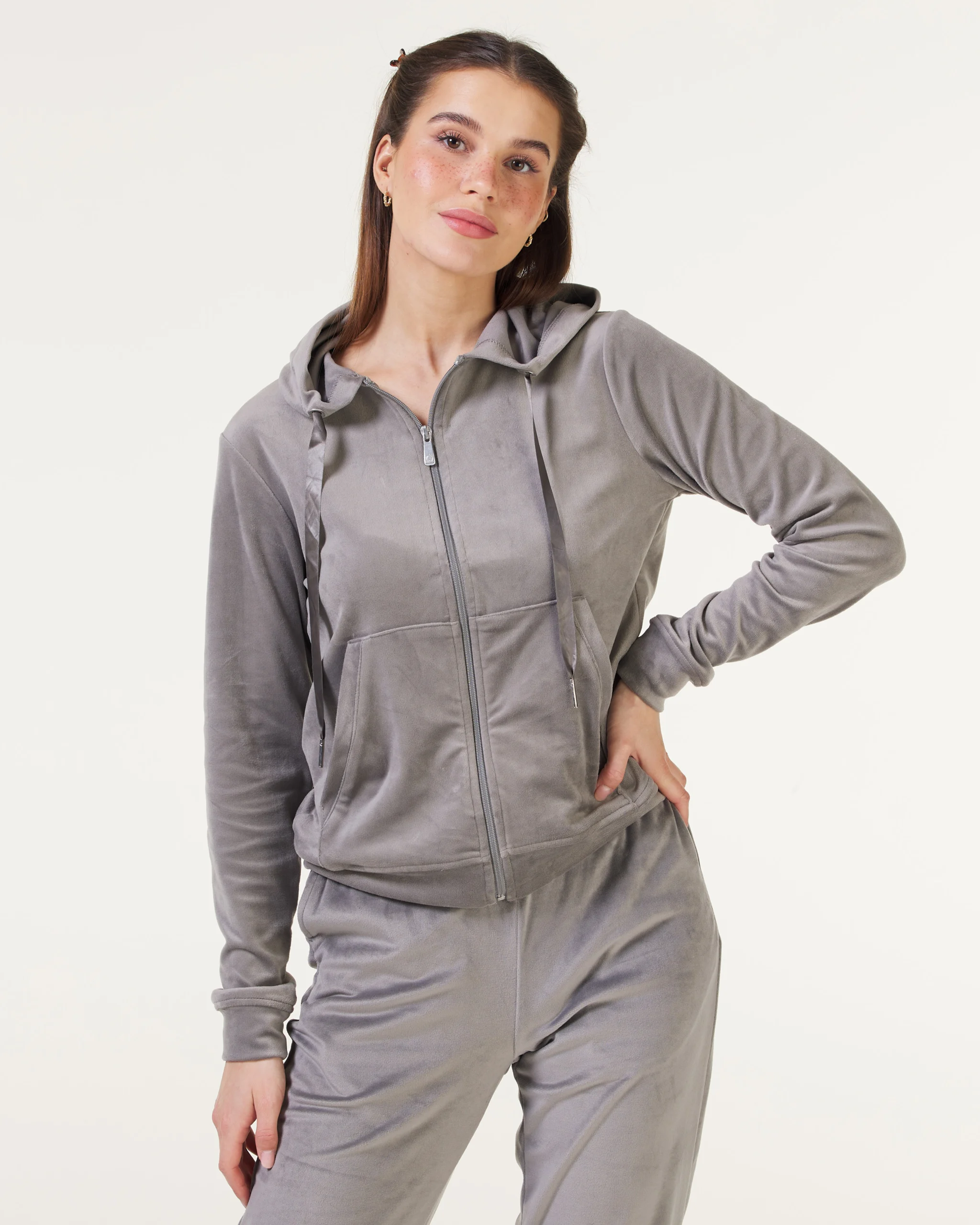 Jacey Velour Set Grey