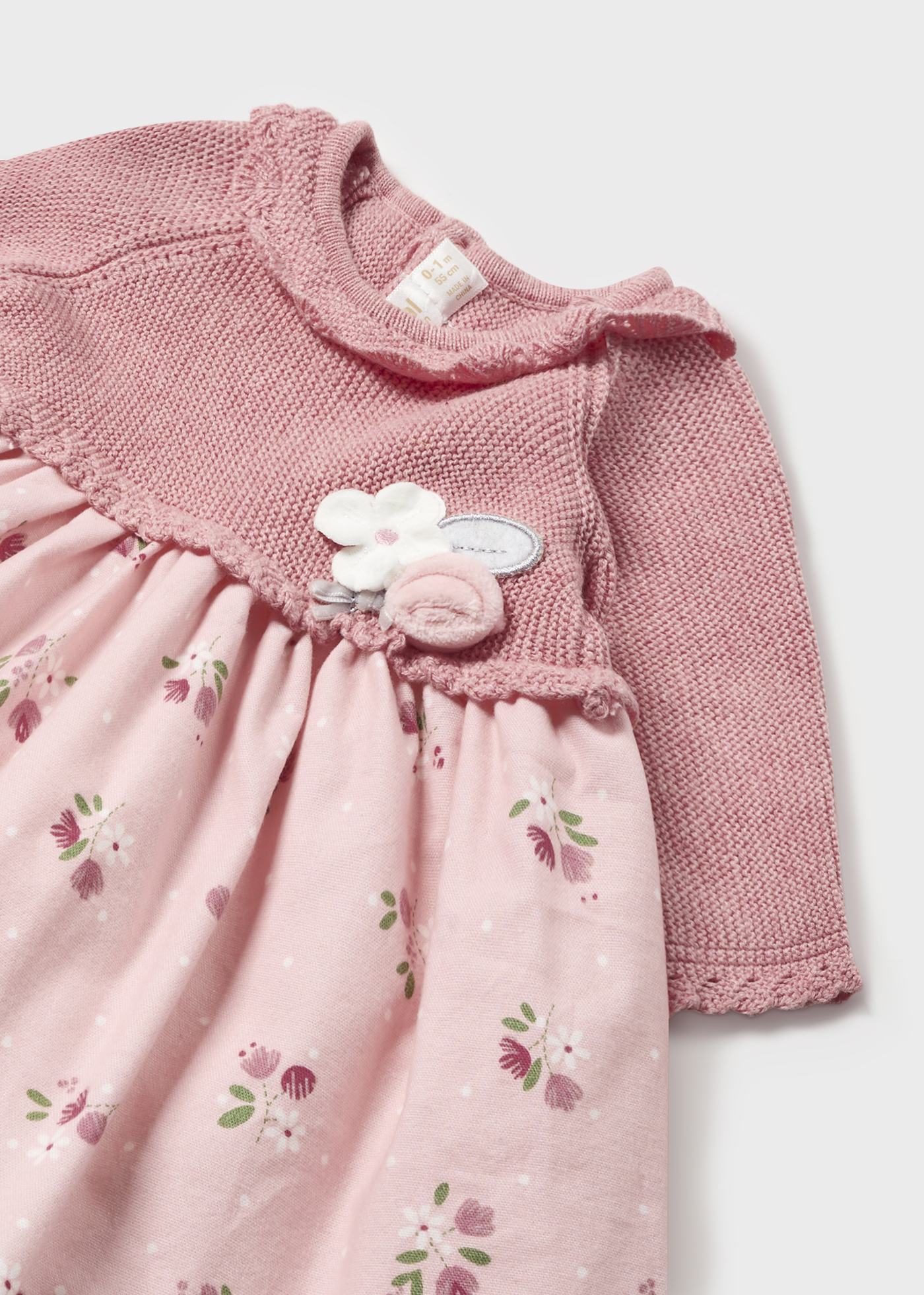 Vestido de malha combinada Better Cotton para recém-nascidos