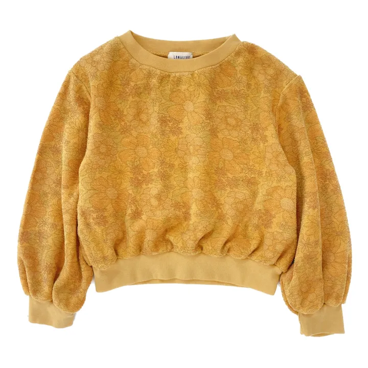 Longlivethequeen Sweat Fleuri Eponge | Jaune moutarde