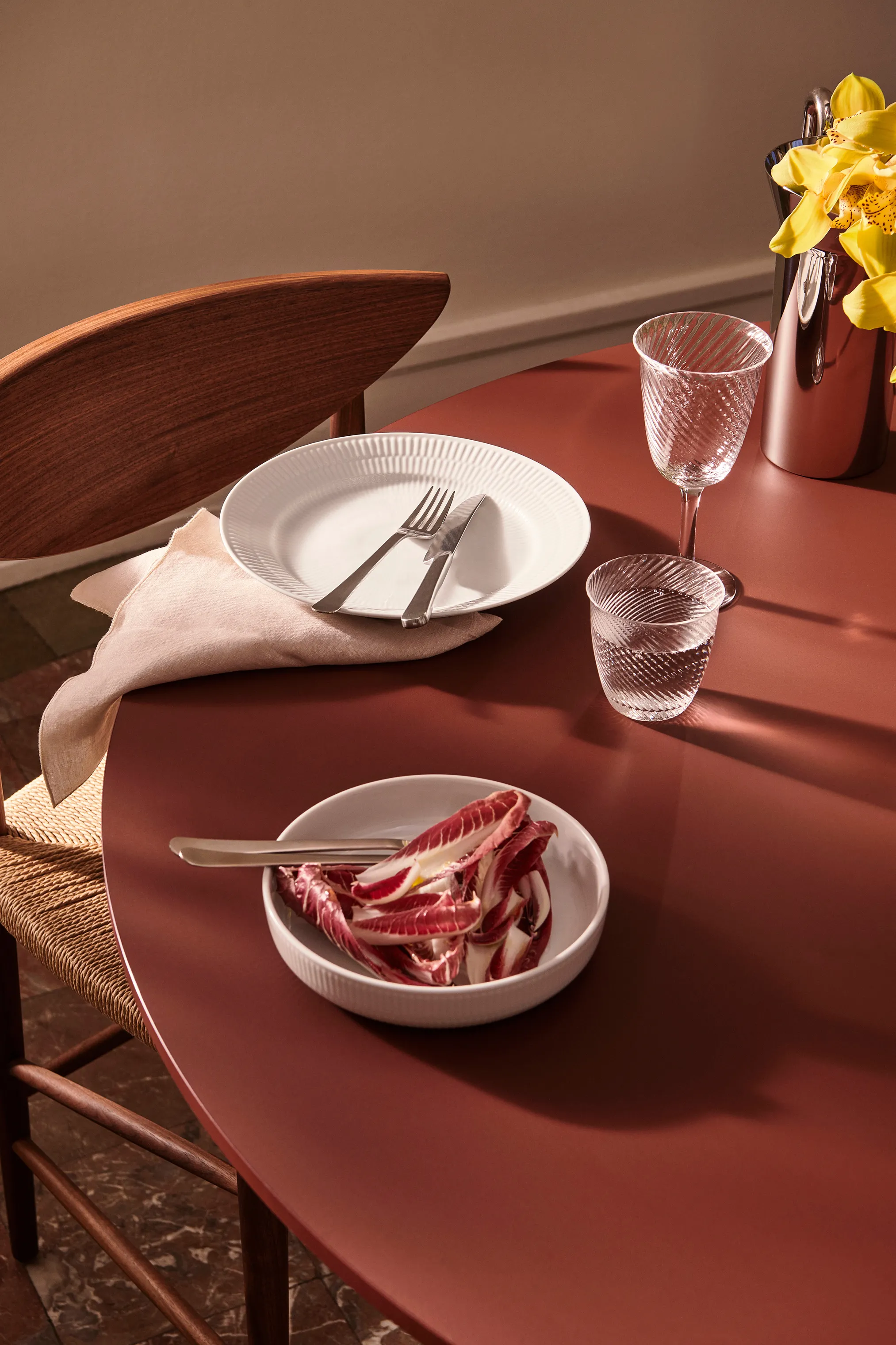 Royal Copenhagen Hvid Riflet Middagstallerken
