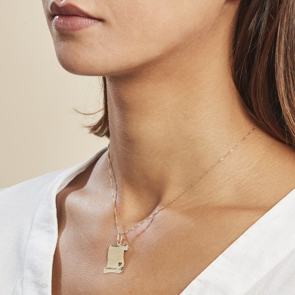 Pendentif Irenca Message Parchemin Or Jaune