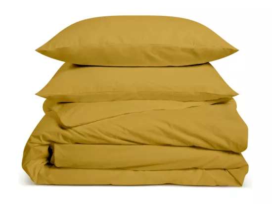 Parure de lit unie 100% Percale de coton - Moutarde - 140x200cm