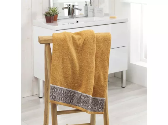Drap de Douche 70 x 130 cm Esteban Ocre - Eponge Jacquard